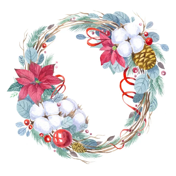 Christmas wreath  with cotton plant