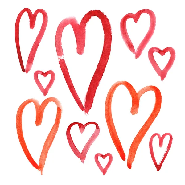 Piros lineáris szívek Stock Kép