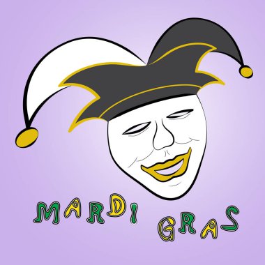 Mardi Gras veya Shrove Salı joker maskesi ile vektör çizim.