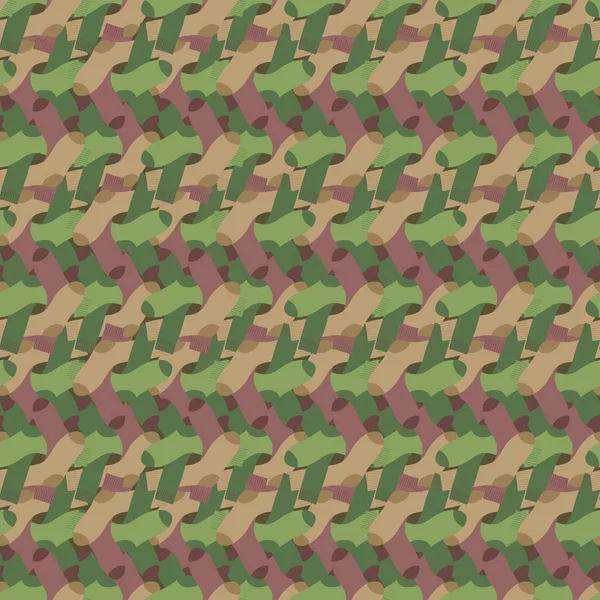 Camouflage achtergrond van groene en bruine sokken. Leger naadloze patroon. Vector textuur. — Stockvector