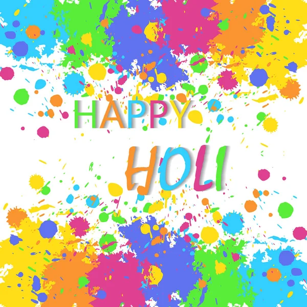 Holi Festival. Bright banner with colorful paint spots on a white background. Vector illustration. — Stock Vector