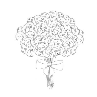 Coloring book for adults and children. Bouquet of Fantasy flowers in vase. Black and white vector illustration. clipart