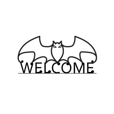 Bir yarasa ile dövme demir tabela hoş geldiniz. Vektör çizim.