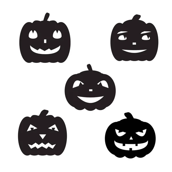 Set van vector silhouetten van pompoenen op een witte achtergrond. Halloweenfeest. — Stockvector