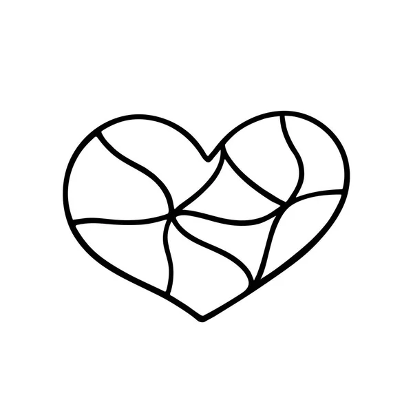 Corazón de contorno. Dibuja a mano Doodle. Ilustración vectorial en blanco y negro . — Vector de stock