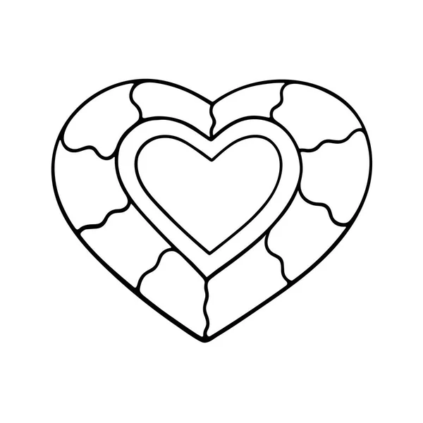 Coeur Contour Dessine Main Doodle Illustration Vectorielle Noir Blanc — Image vectorielle