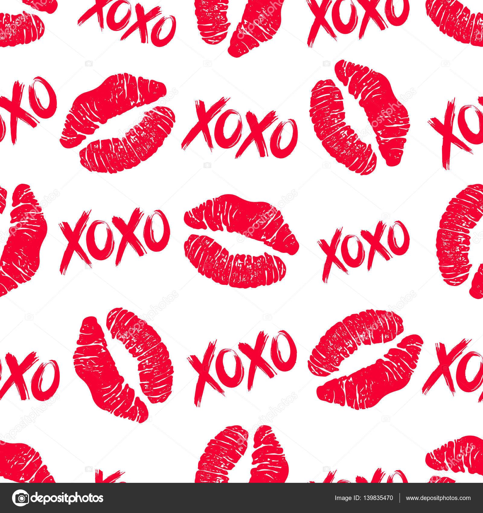 Xoxo And Lipstick Kiss Seamless Pattern Stock Vector Image By © 139835470