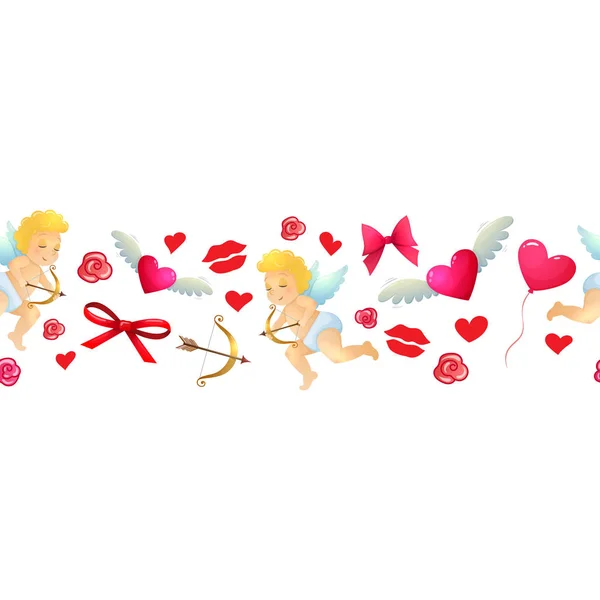 Cartoon valentine horizontale Grenze — Stockvektor