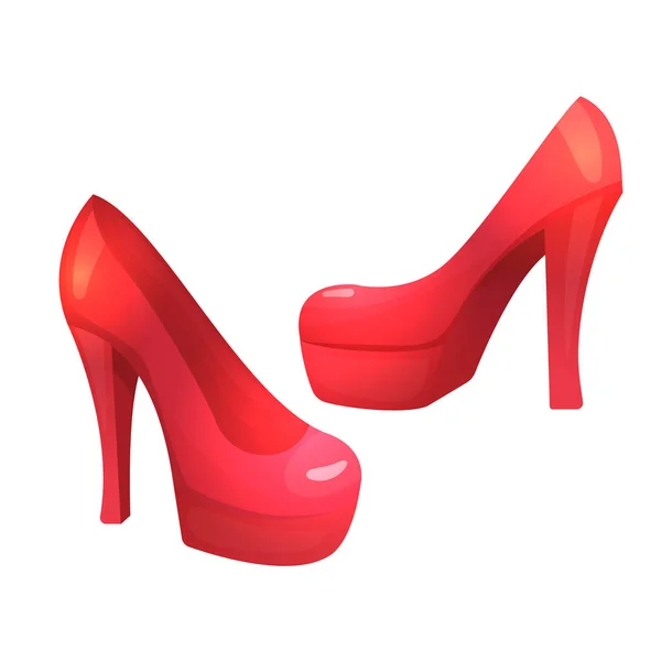 Kleurrijk cartoon rode schoenen met hoge hakken — Stockvector