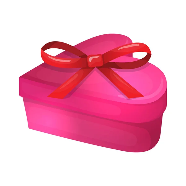 Boîte cadeau en forme de coeur de dessin animé coloré — Image vectorielle
