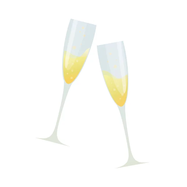 Cartoon illustration of two glasses of champagne — Stock Vector