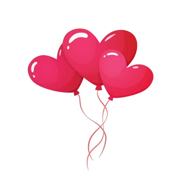 Kreslený obrázek balónky ve tvaru srdce — Stockový vektor