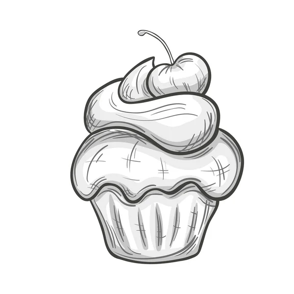 Σκίτσο του cupcake — Διανυσματικό Αρχείο
