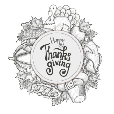 Daire şekli şablonu ile Şükran günü kutsal kişilerin resmi