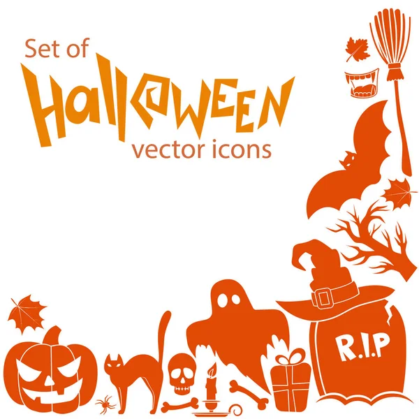 Marco de esquina de los iconos de Halloween — Vector de stock