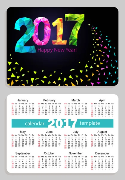 Карманный календарь 2017 черный фон — стоковый вектор