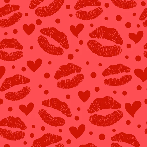 Batom vermelho beijo sem costura padrão — Vetor de Stock