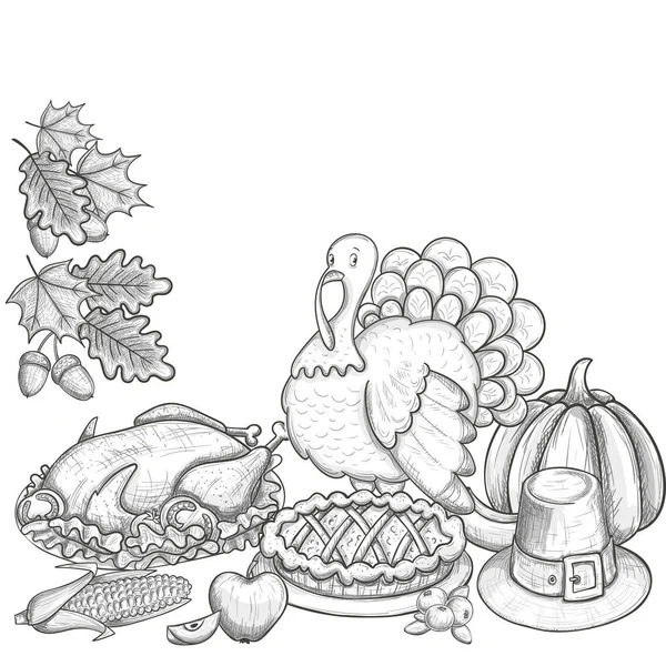 Nature morte icônes de Thanksgiving — Image vectorielle
