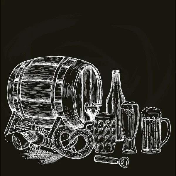Vintage cerveja ilustração no fundo preto —  Vetores de Stock