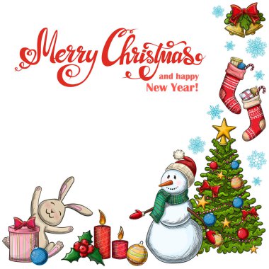 Christmas simgeleri ile köşe çerçeve