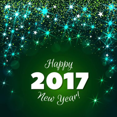 Yeni yıl 2017 yeşil arka plan tebrik