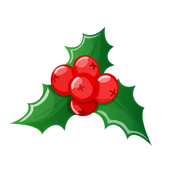 Christmas holly on a white — Stock Vector
