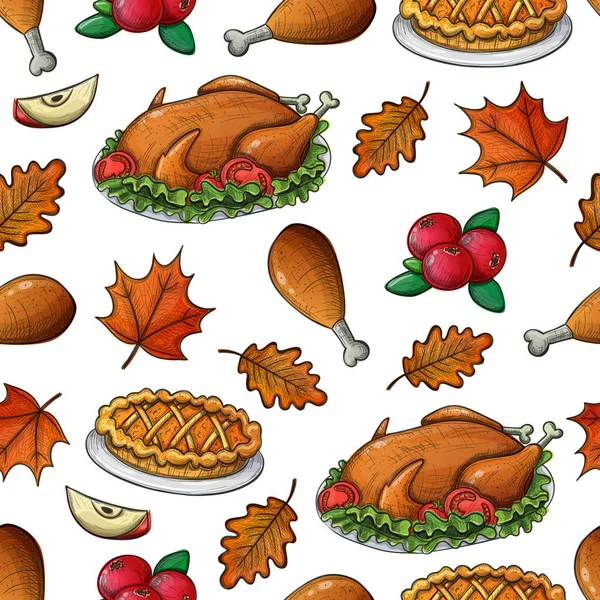 Naadloze patroon met thanksgiving kalkoen — Stockvector