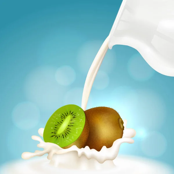 Kiwi und Milchkanne — Stockvektor