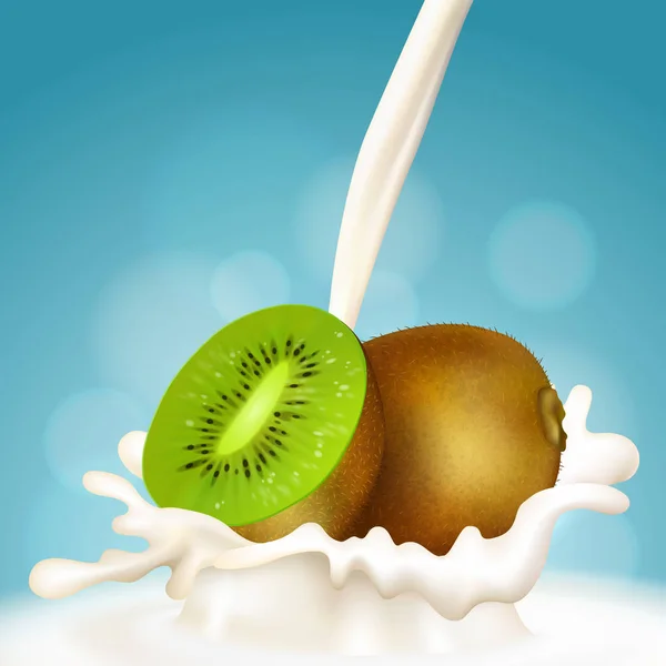 Kiwi und Milch — Stockvektor