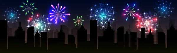 Fireworks over the city — Stock Vector