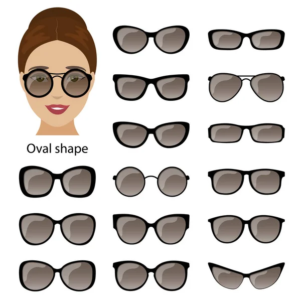 Glasögonbågar och ovalt ansikte — Stock vektor