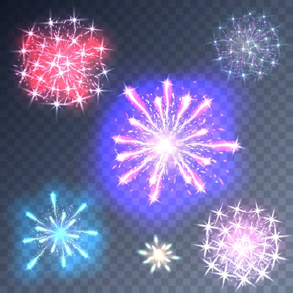 Feuerwerk auf transparentem Hintergrund — Stockvektor