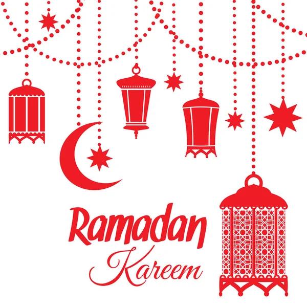 Ramazan Kareem, fener lambalar — Stok Vektör