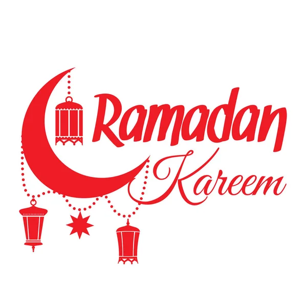 Ramazan Kareem, hilal, fener — Stok Vektör