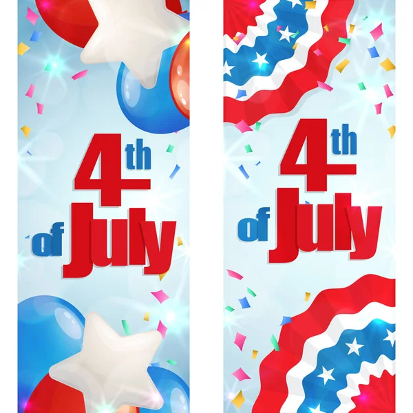 जुलै चौथा, स्वातंत्र्य दिवस अनुलंब बॅनर — स्टॉक व्हेक्टर