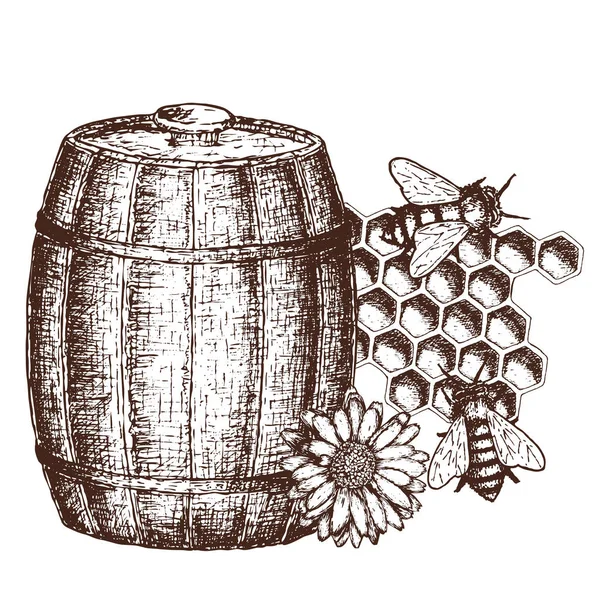 Μέλι μελάνι σκίτσο εικόνα — Διανυσματικό Αρχείο