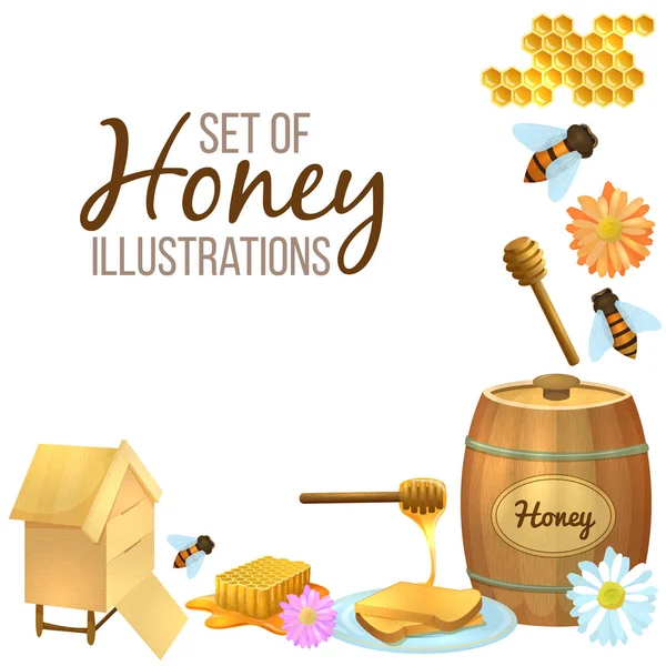 蜂蜜の図のセット — ストックベクタ