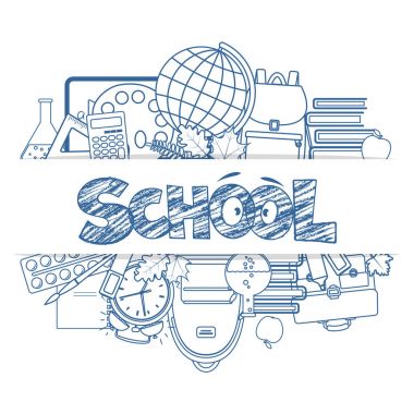 Geri okul çizgi simgeler