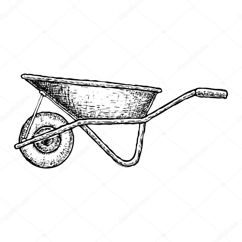 Wheelbarrow isolated sketch — Stock Vector © 162648386
