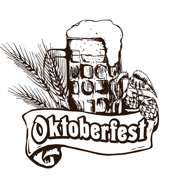 Oktoberfest cerveza ilustración — Vector de stock