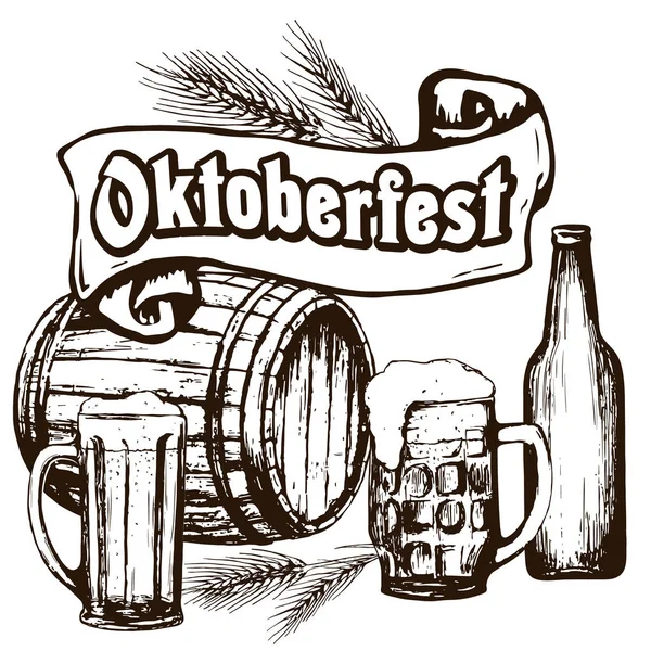 Oktoberfest cerveza ilustración — Vector de stock