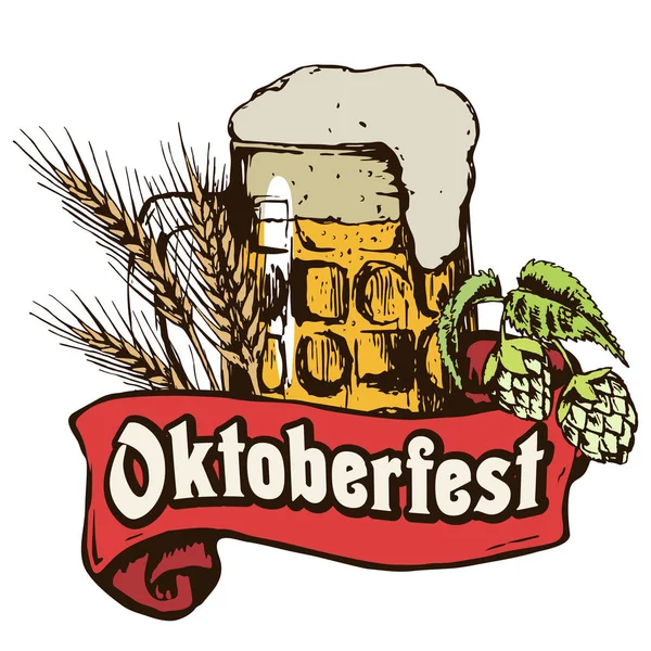 Oktoberfest cerveza ilustración — Vector de stock