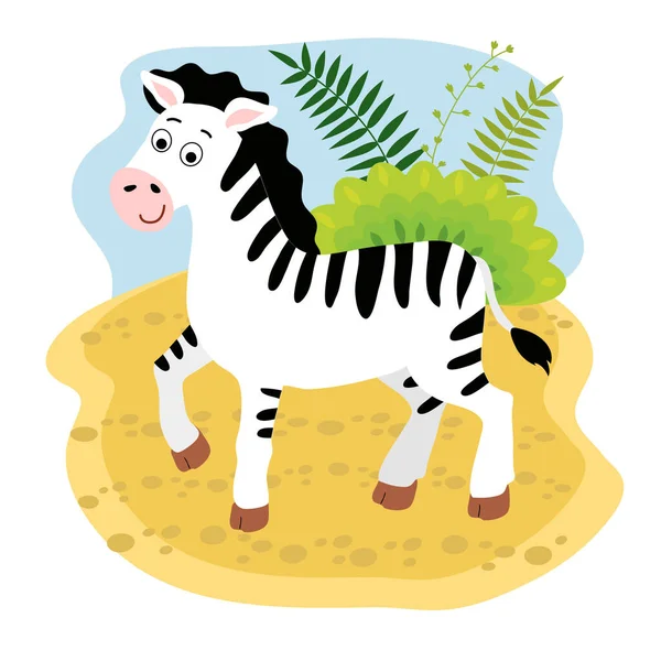 Illustrazione Vettoriale Con Animali Africani Sfondo Bianco Carino Zebra Stile — Vettoriale Stock