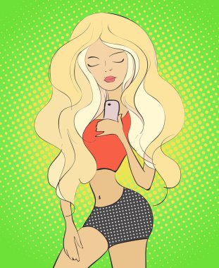 Vektör Womantaking Selfie fotoğraf