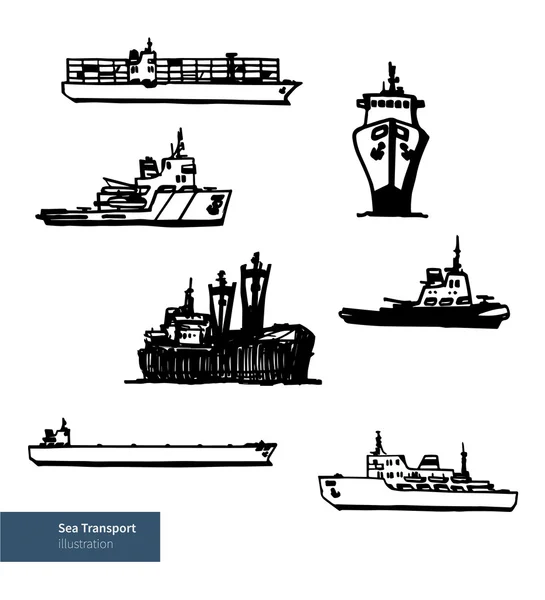 Vector Set van schip boot illustraties. — Stockvector