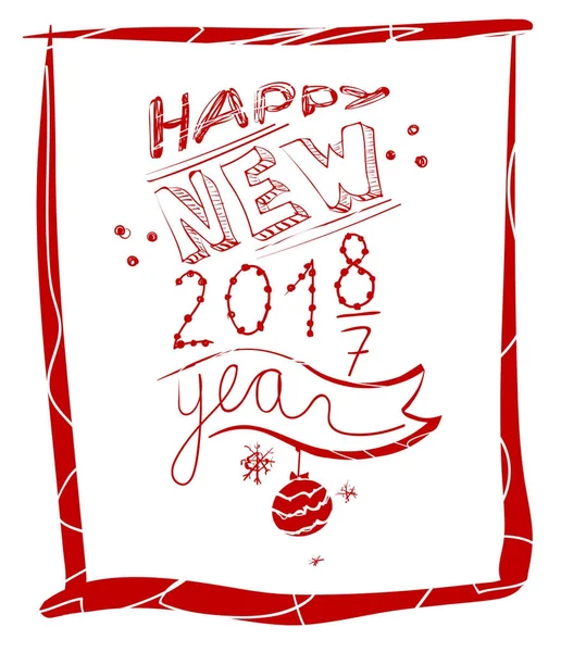 Happy New Year hand drawn lettering card. Vector illustration for Holidays design. — Stock Vector