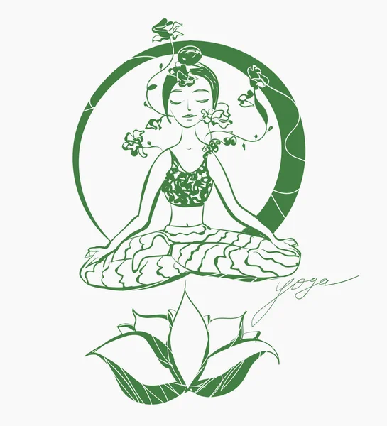 Vecteur lotus yoga pose illustration dessinée à la main . — Image vectorielle