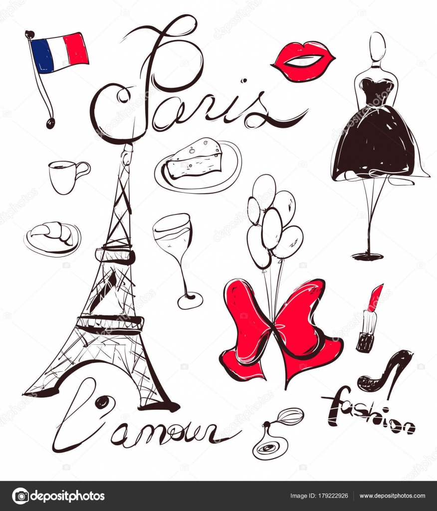 ベクトル手描画セット フランスとパリのシンボル ストックベクター C Olesyaperedery Gmail Com