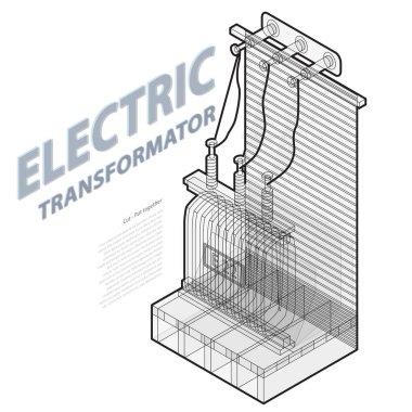 Santral ayrıntı. Mavi güç istasyonu. Elektrik trafo izometrik bina.