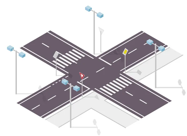 Yol, sokak trafik, bilgi grafiği, kavşak crossway beyaz arka plan üzerinde.